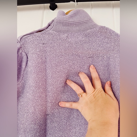 Vintage Lavender Button Neck Puffed Shoulder Long Sleeved Turtle Neck Sweater XS - Picture 7 of 7